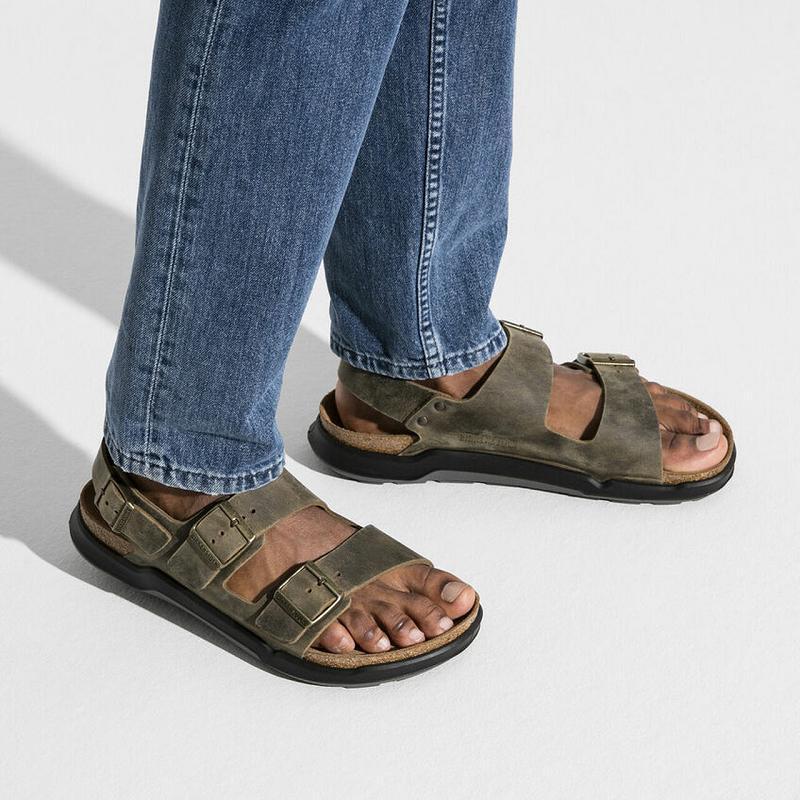 Birkenstock Rugged Oiled Læder Milano Herre Khaki | DK 225CTV